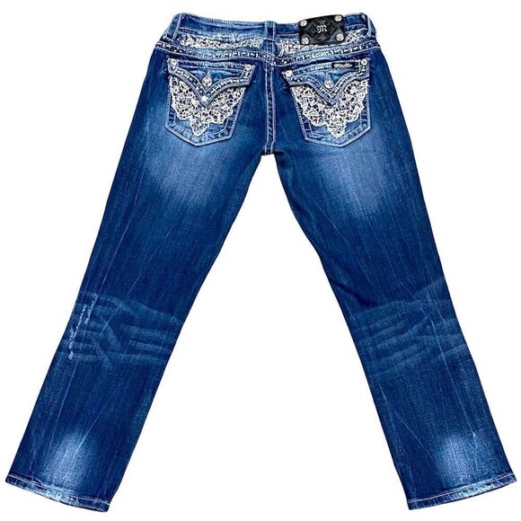 Miss Me Denim - Miss Me Low Rise Distressed Stretch Capri Jeans Size 26x25
